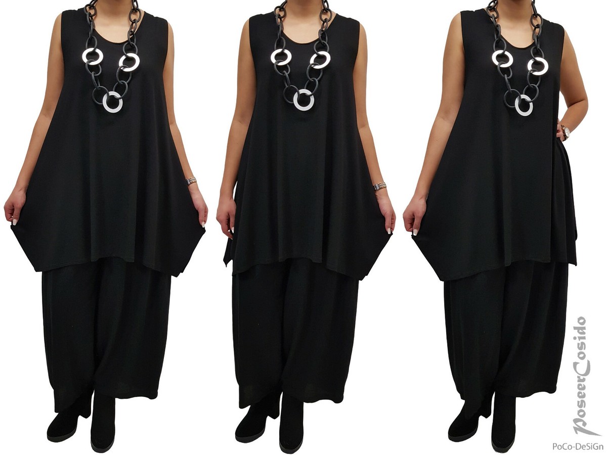 Camisa Overlay Lagenlook Sin Mangas PoCo LAGENLOOK Kurz Shirt Überwurf L XL XXL XXXL Schwarz 44 46 48 50 52 54 56 58 Unicorn Overlord
