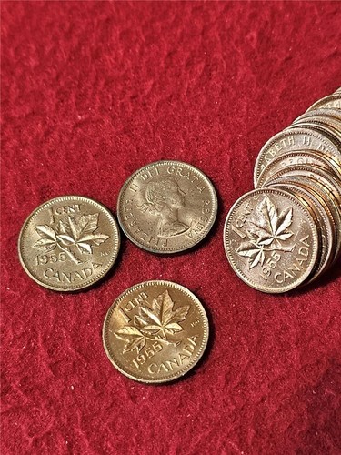CANADA ROLL OF BU QUEEN ELIZABETH II 1955 SMALL CENTS / PENNYS #MF-T1641 - Picture 3 of 4