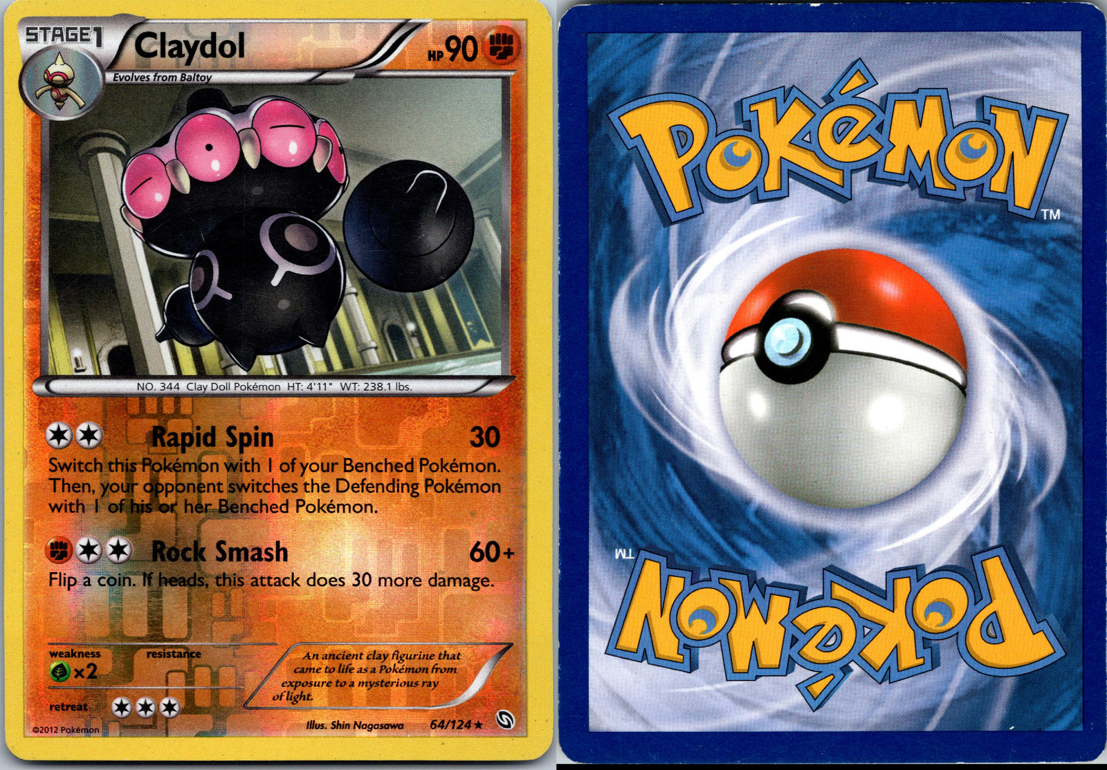 Claydol Reverse Holo Dragons Exalted 2012 # 64/124 Pokémon TCG