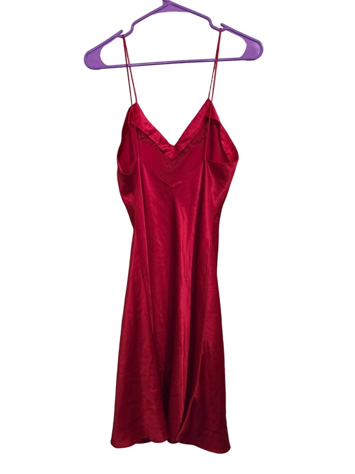 UNDERCOVER Abito slip Victorias Secret oro rosso raso con dettagli abbellimenti neri piccolo