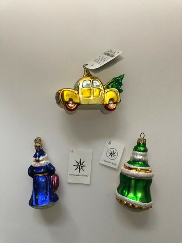 Seltenes 3er Set Christopher Radko Weihnachtsschmuck - Little Tree Taxi und Noel - Bild 5 von 5
