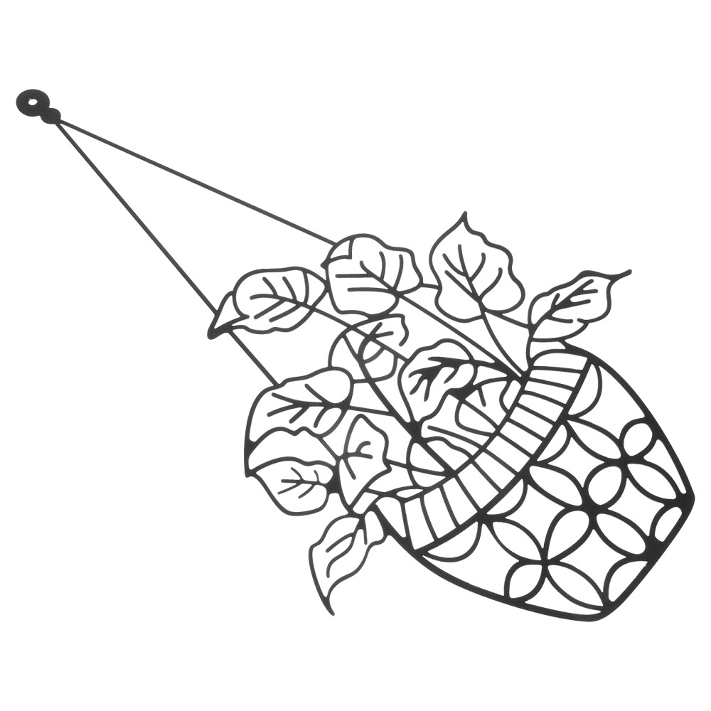 Iron Flowerpot Hanging Decoration Silhouette Wall Sculpture Metal