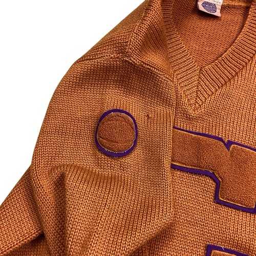 Vtge 1940s Cathedral high school Minnesota wool varsity sweater. 1948. Gold. M - Picture 4 of 7