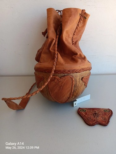 Vintage Handmade 3D Human Face Genuine Leather Purse Bag & 2 pocket Coin Purse - Picture 7 of 9
