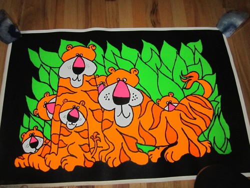 1967 LESLIE TOBIN  "TIGERS" POSTER - NICE COLORS - 35" X 23" HEAVY - TUB RR - Bild 1 von 2