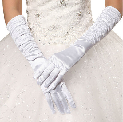 Women Bride Wedding Party Prom Opera Evening Long Gloves Satin Gloves