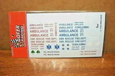 GOFER RACING DECALS  #11026 AMBULANCE 1/24-1/25 SCALE