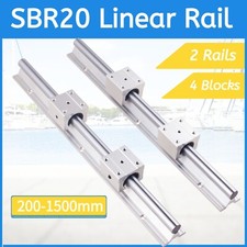 2X SBR20 Linear Rail Shaft Rod 200-1500mm with 4pcs SBR20UU Block Bearing CNC