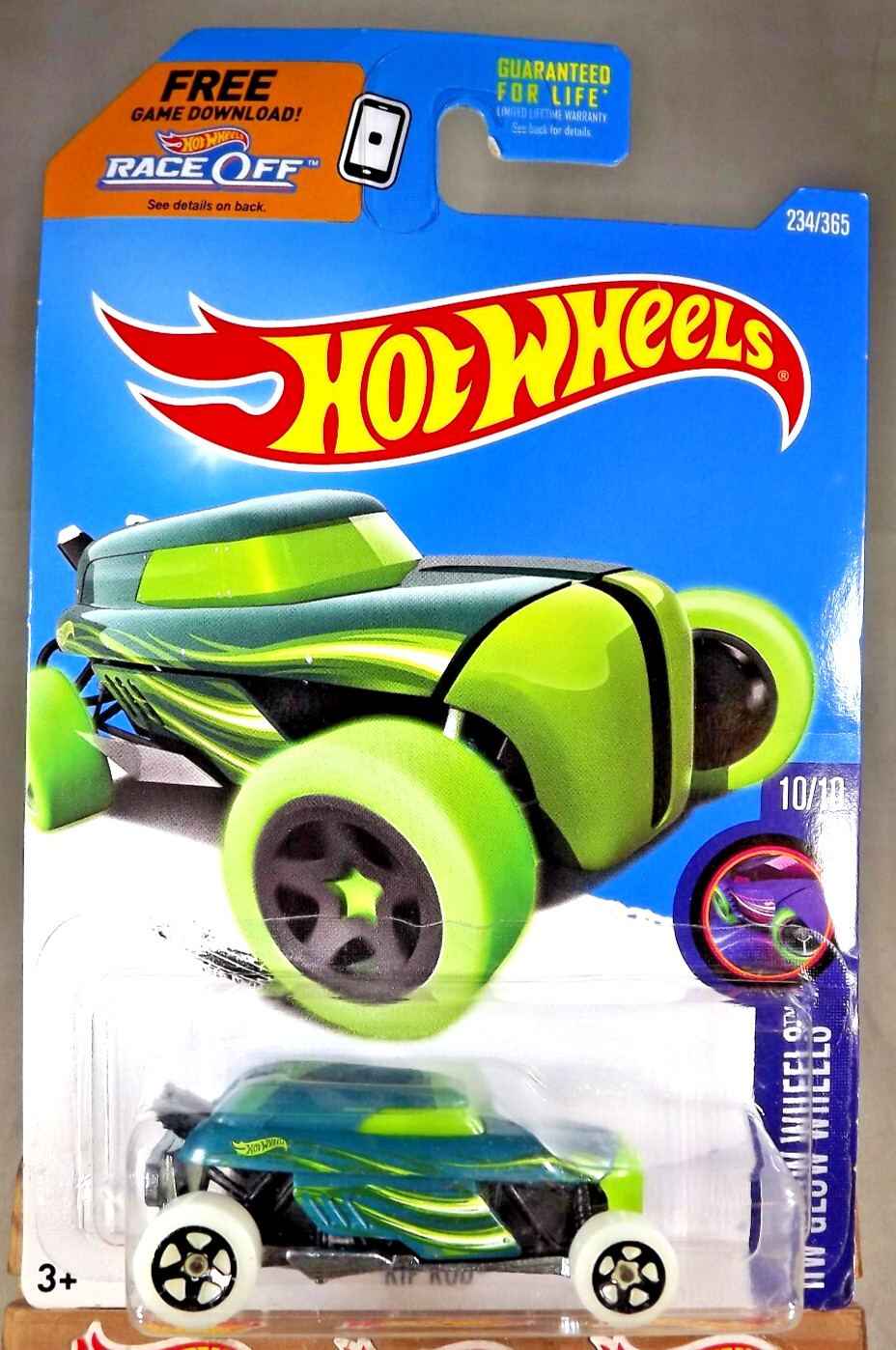 2017 Hot Wheels #234 HW Glow Wheels 10/10 RIP ROD Green w/Glow N Dark Wheels 5Sp