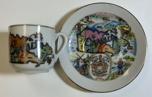 Canada Map, Coat of Arms Cup & Saucer Set, Japan