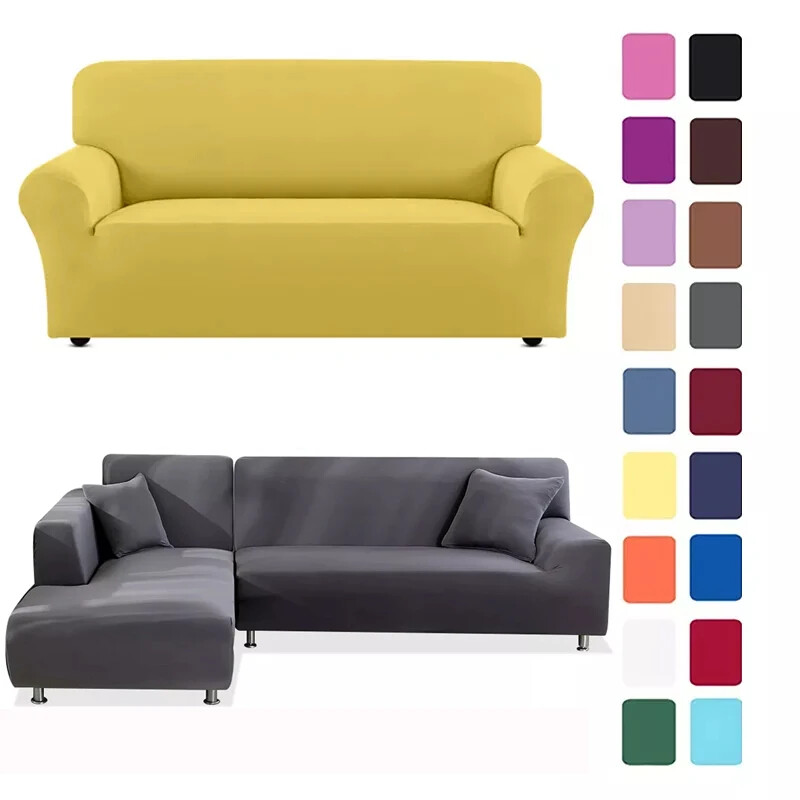 Fundas de sofá para sala de estar fundas protectoras de sofá de esquina lisa 1/2/3/4 asientos