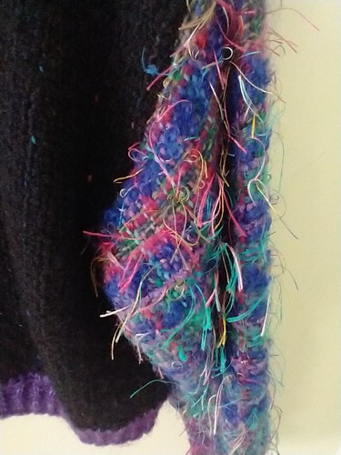 Women's Fuzzy Sweater M Hand Made Multicolor Art To Wear Cardigan - Picture 9 of 16
