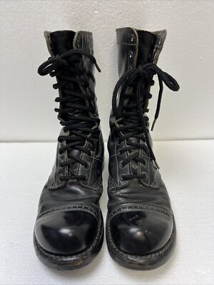 Vintage Corcoran Black Leather Military Jump Boots 7.5 C  display picture 3