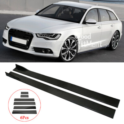 2200 mm Gloss Black Side Skirts Splitter Extension Spoiler Lip For Audi A6 S6 A7