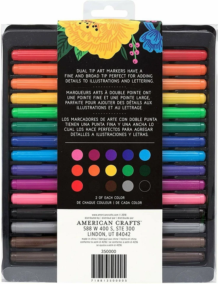 Marcadores artísticos American Crafts de 30 piezas, multicolor nuevos  Foto 2 de 4