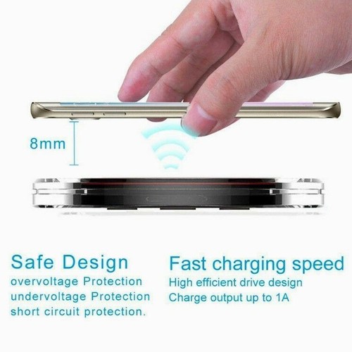 Slim Clear Wireless Charger Pad Fast Charging Dock for Smartphone iPhone 16 - Picture 10 of 12