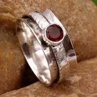 Garnet Solid 925 Sterling Silver Band& Spinner Ring Handmade Ring All Size-U-105