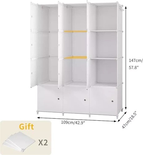 Tragbarer Kleiderschrank Platzsparender Modularer Kunststoffschrank 12 Würfel - Picture 4 of 8