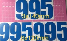 Blue Gloss Racing Numbers. 3X140mm 6x120mm. ACU SIZE Premium Air release vinyl