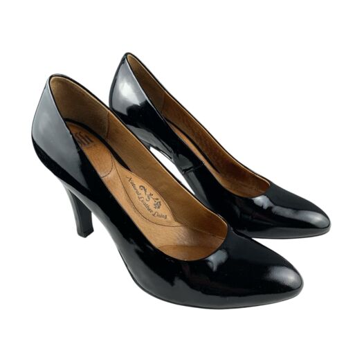 Sofft Women's Pump Heels 8.5 M Black Patent Leather Slip On Almond Toe Shoes