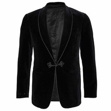 Sale Black velvet blazer coat Smoking Stylish Jacket Party Tuxedo Wedding