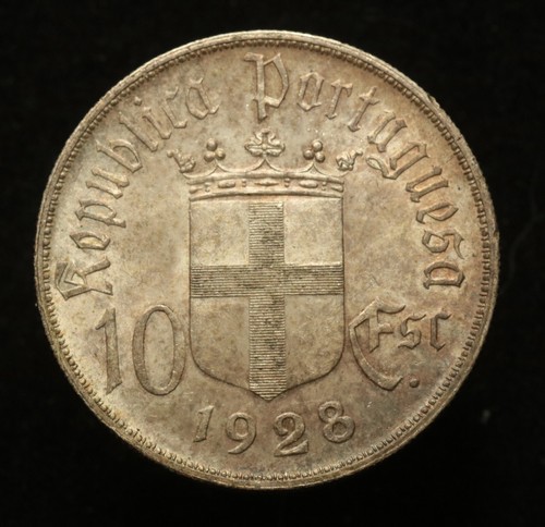 Portugal 1928 10 Escudos - Silver - Battle of Ourique - UNC Beautiful Toning! - Picture 2 of 2