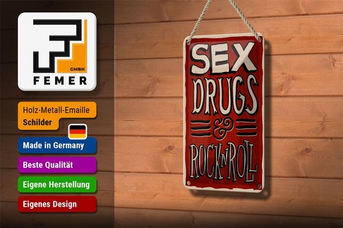 Blechschild Spruch 12x18 cm Sex drugs Rock n Roll Metall Deko Schild tin sign - Picture 3 of 5