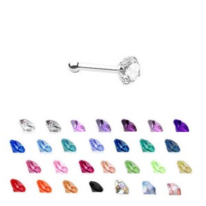 14KT White Gold Bioflex Nose Screw Ring Stud 1.5m 2mm 2.5mm 3mm CZ 18 Gauge 18G