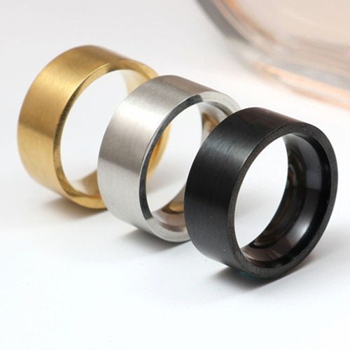 8mm Stainless Steel Brushed Band Men Women Wedding Ring Silver/Gold/Black Sz6-13 - Picture 1 of 10