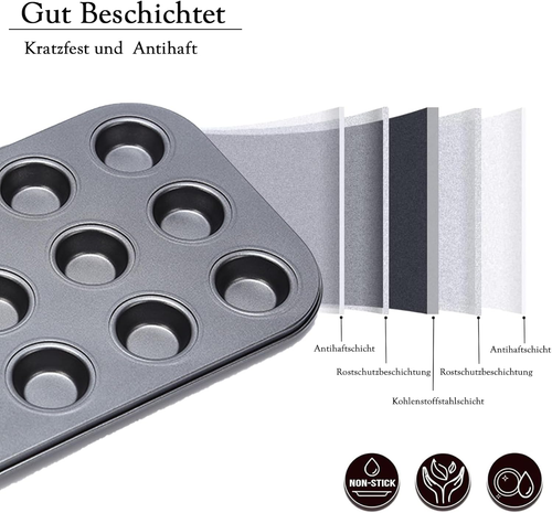 Mini Muffinform 12 Muffins Backblech für Muffins Muffinblech Mini Cupcake Formen - Bild 3 von 6