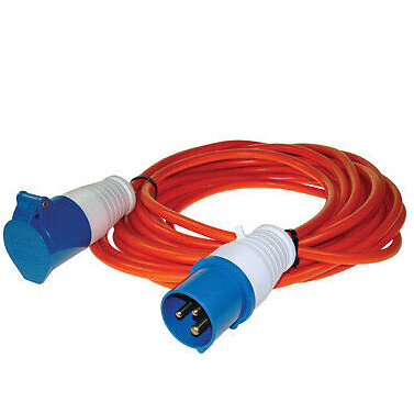 Maypole Extension Lead 230V 25m Caravan Site 3 Pin Plug Socket Hook Up 16A