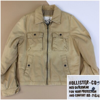 Hollister Mens Jacket Full Zip Quilted Cargo Pocket Size M