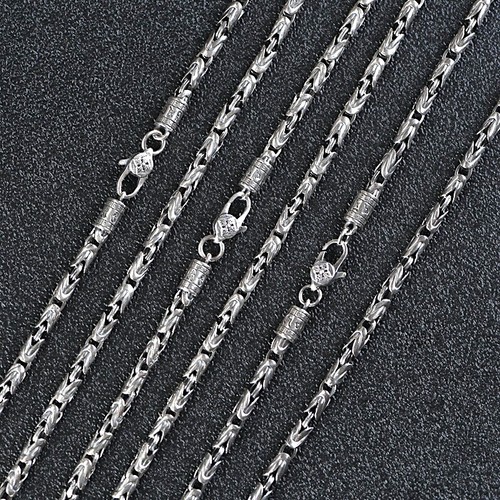 Solid 925 Sterling Silver Mens Unique Tibetan Retro Link Chain Clasp Necklace - Picture 2 of 11