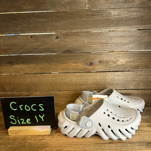 New NWT Big Kids Crocs Echo Gray Comfort Clogs Sandals Shoes Size 1 Y
