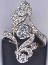 Real Moissanite 4CT Antique Art Deco Vintage Wedding Ring 14K White Gold Plated