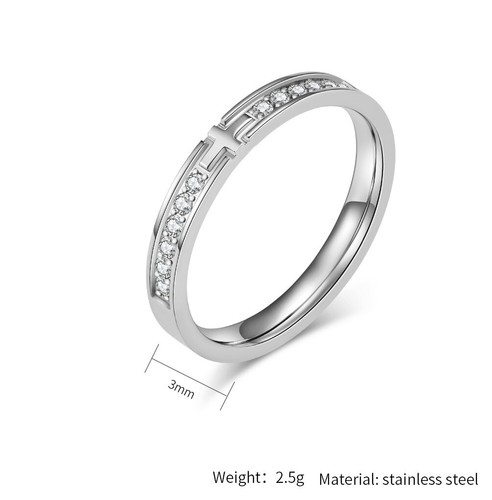 Womens Stainless Steel Simple Solitaire Wedding Ring Cubic Zirconia Anniversary - Picture 80 of 140