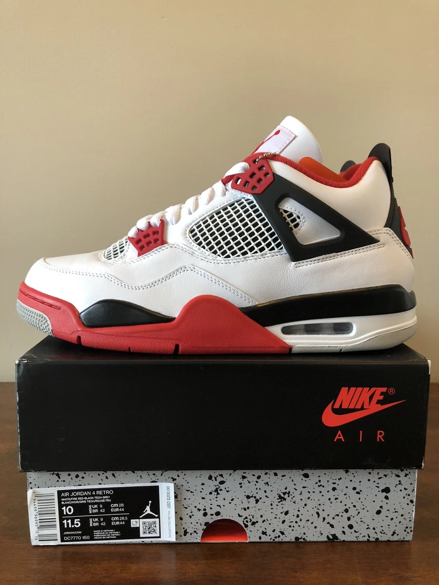 Jordan Brand Jordan 4 Retro'Red Cement' (Preschool) WHITE/FIRE  RED-BLACK-GREY