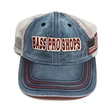 Bass Pro Shops Denim Trucker Hat Mesh Cap Snapback OSFM
