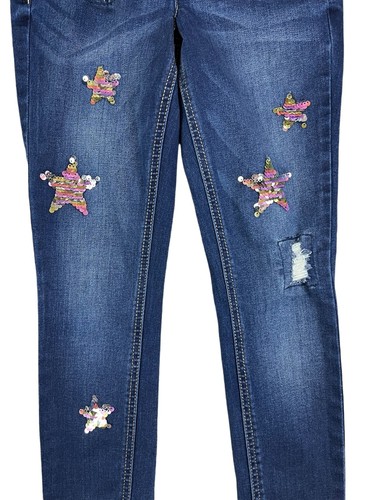 Justice Mid-Rise Legging Jeans Girls Size 8 Distressed & Embellished Jegging - Picture 4 of 10