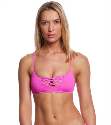 L Space Sensual Jaime Strappy Swim Bikini Top Pink Medium NWT