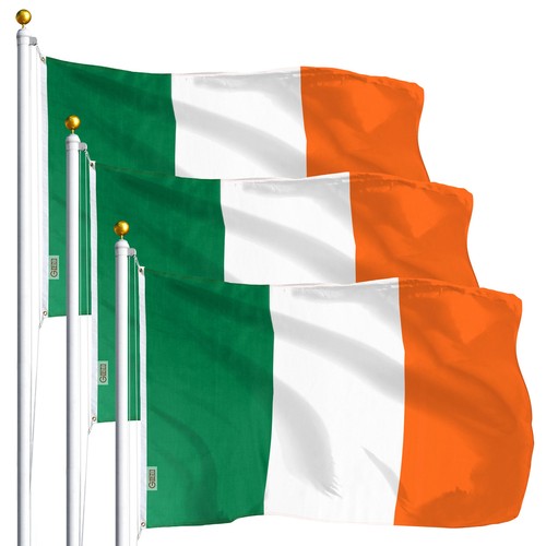 3 PACK FLAG OF IRELAND LARGE 3x5 FT IRISH EIRE INDOOR OUTDOOR, GROMMETS - Picture 1 of 6