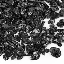 10LB Black Fire Pit Glass Crushed Fire Glass Rocks for Propane Fire Pit Decor...