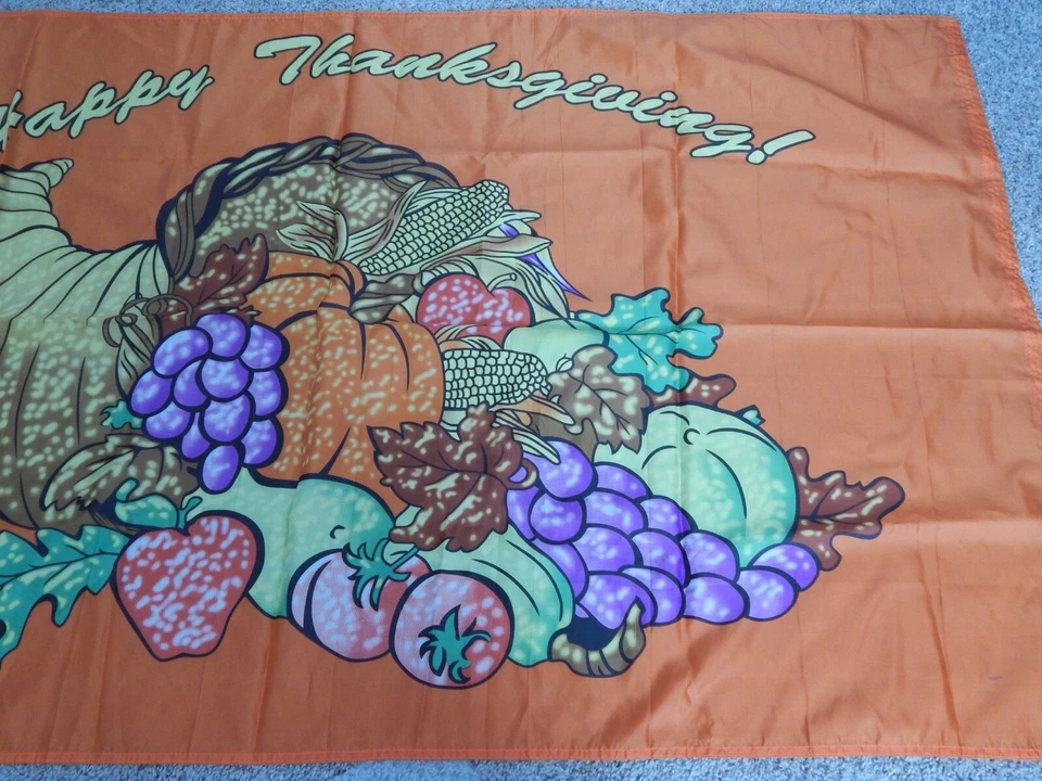 FELIZ ACCIÓN DE GRACIAS 3X5 PIES DECORACIÓN DE TEMPORADA BANDERA POLIÉSTER CASA EXTERIOR NARANJA Foto 2 de 4