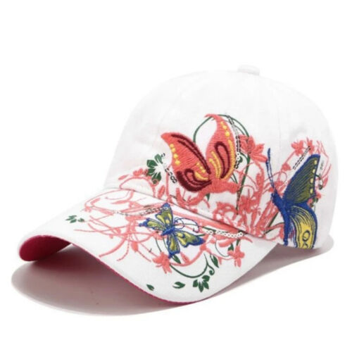 Nuevo Mujeres Niñas Gorra de Béisbol Bordado Flor Mariposa Snapback Sombrero Gorra Informal - Imagen 19 de 24