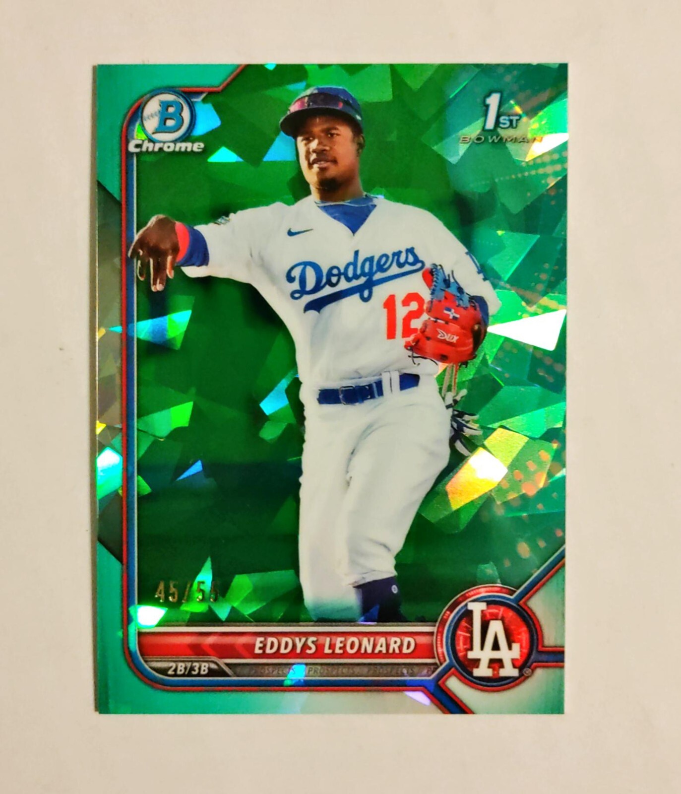 Eddys Leonard 2022 1st Bowman Chrome #BCP-57 Sapphire AQUA Refractor 45/55 z14