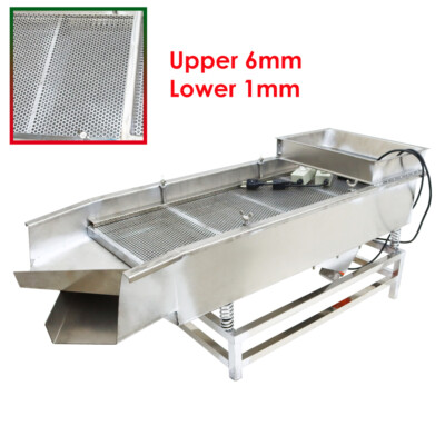 Double Layers Stainless Steel Linear Vibrating Screen Electric Sifter 6mm & 1mm