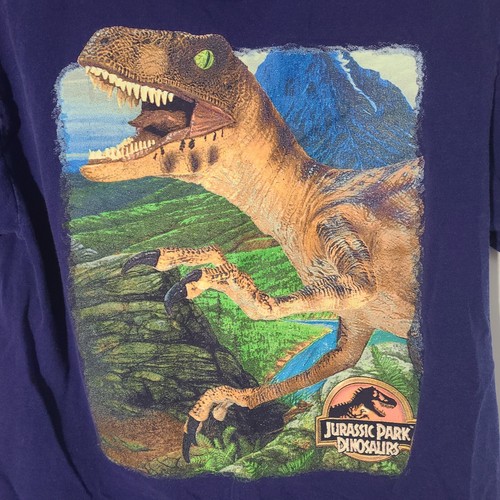 Vintage 1999 Jurassic Park Dinosaurs Raptor Blue Youth XL T-Shirt Universal - Bild 2 von 5