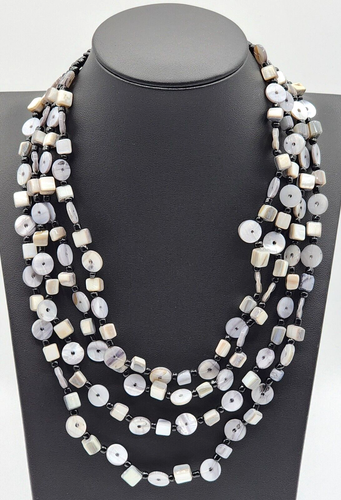 Premier Designs Multi-Strand Mother Of Pearl Abalone Seed Beads Necklace - Picture 2 of 4