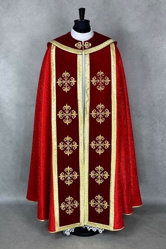 COPE roter Damast/Samt, Gothic Style Gewand, Stickerei - Bild 2 von 5