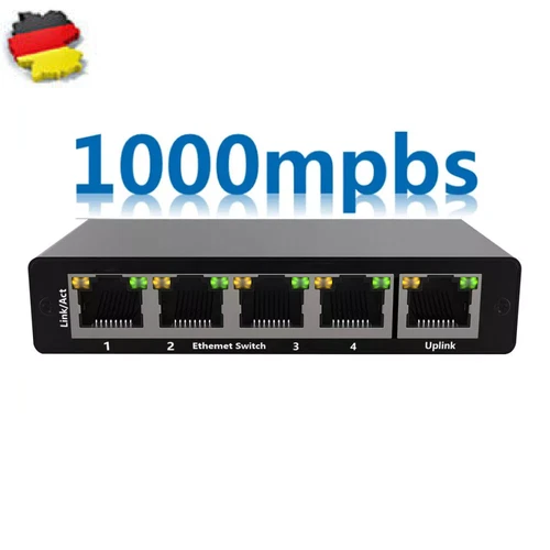 5-Port Gigabit Desktop Netzwerk Switch Ethernet RJ45 LAN Verteiler HUB schwarz